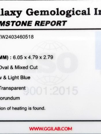 0.72 ct Bicolor Natural Sapphire - Gemstone | Oval Shape | Light Blue and Light Yellow